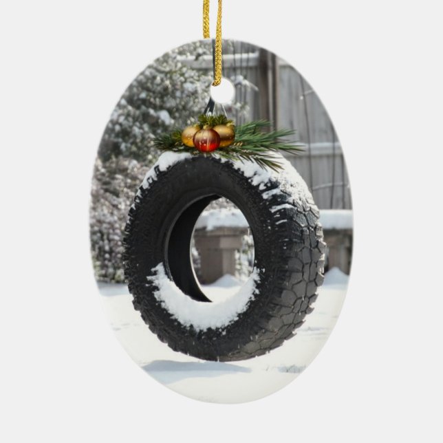 Rural Christmas Ceramic Ornament (Back)