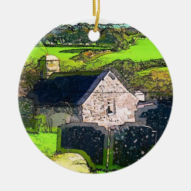 RURAL CHURCH CERAMIC ORNAMENT (Front)