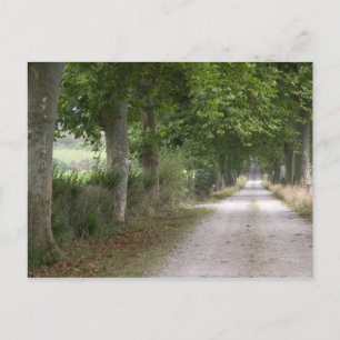 Rural dirt country road near the town of postcard