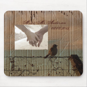 Rural Farm fence bird western barn wedding Mouse Pad