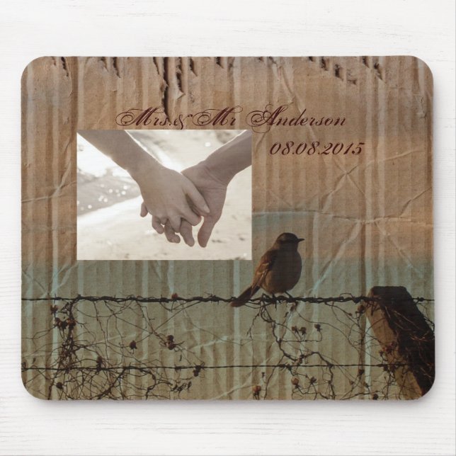 Rural Farm fence bird western barn wedding Mouse Pad (Front)