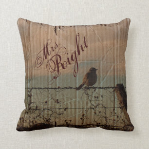 Rural Farm fence bird western barn wedding Throw Pillow