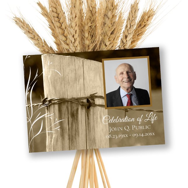Rural Fence Post Celebration of Life Memorial Invitation (Creator Uploaded)