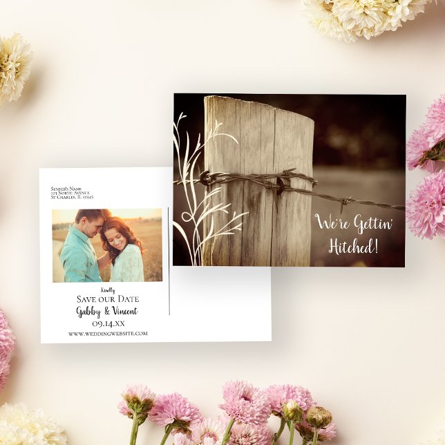Rural Fence Post Ranch Wedding Save the Date Announcement Postcard (Creator Uploaded)