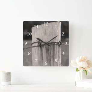Rural Fence Post Square Clock
