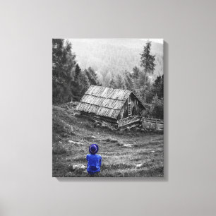 Rural House Landscape Minimalist Photography Canvas Print