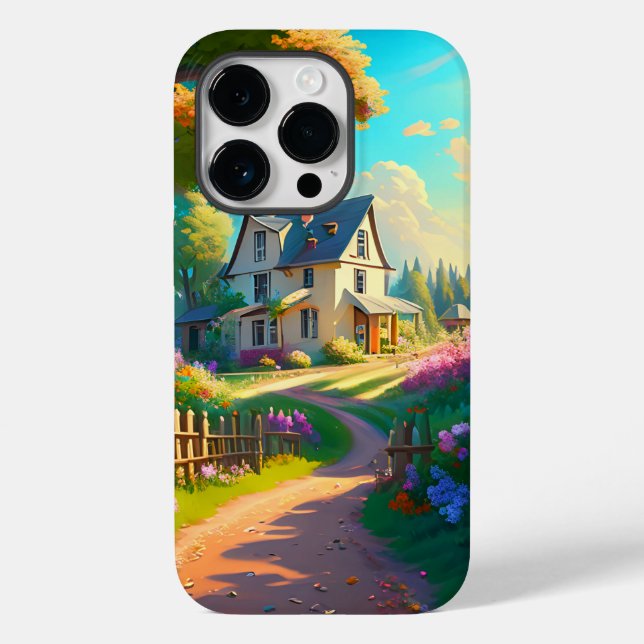 rural house with flowers garden  Case-Mate iPhone case (Back)