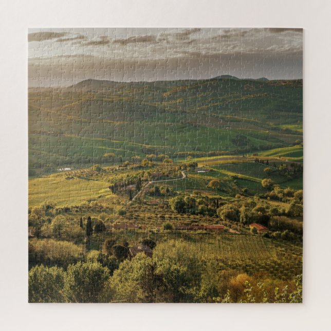Rural Italian farmlands, Tuscany sunset. Jigsaw Puzzle (Vertical)