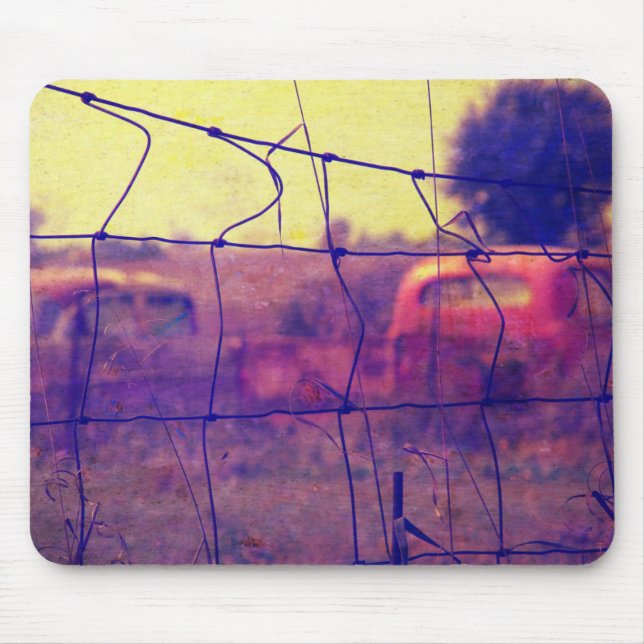 Rural Junkyard, Vechicles Rusting Away in a Field Mouse Pad (Front)
