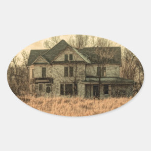 Rural Landscape Rustic Western Country Farmhouse Oval Sticker