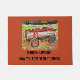 rural life manure cart, A.I. enhanced photo  Doormat