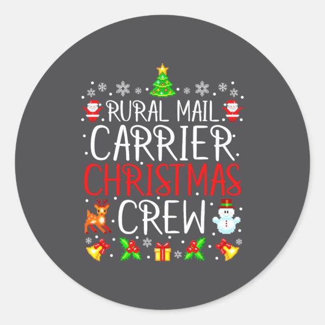 Rural Mail Carrier Christmas Crew Matching Xmas Ma Classic Round Sticker (Front)