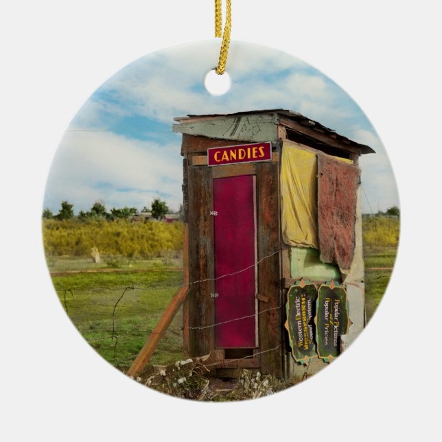 Rural - Outhouse - Free candies 1939 Ceramic Ornament (Front)