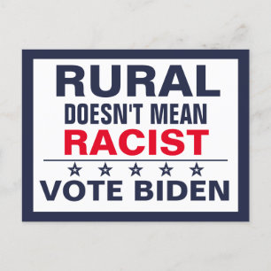 Rural Pro-Biden Harris Anti-Racism Vote Blue Postcard