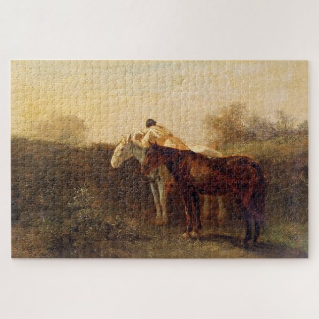Rural Rendezvous (Romantic Kiss on Horseback) Jigsaw Puzzle (Horizontal)