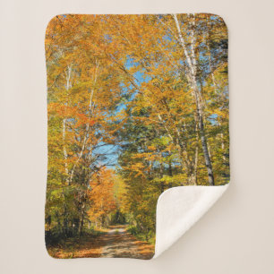 Rural Road Autumn Colours New Hampshire Sherpa Blanket