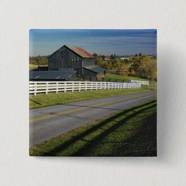 Rural road through Bluegrass region of 2 Inch Square Button (Front)