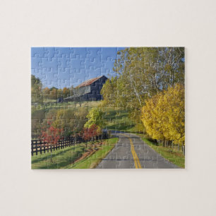 Rural road through Bluegrass region of Kentucky Jigsaw Puzzle