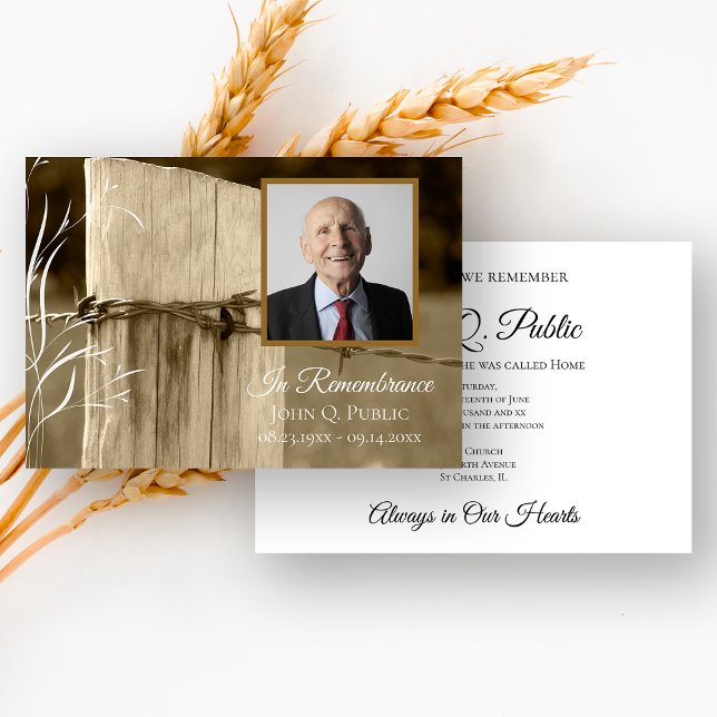 Rural Rustic Fence Post Death Anniversary Memorial Invitation (Creator Uploaded)