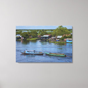 Rural scene, Tonle Sap Lake, Siem Reap, Angkor, Canvas Print
