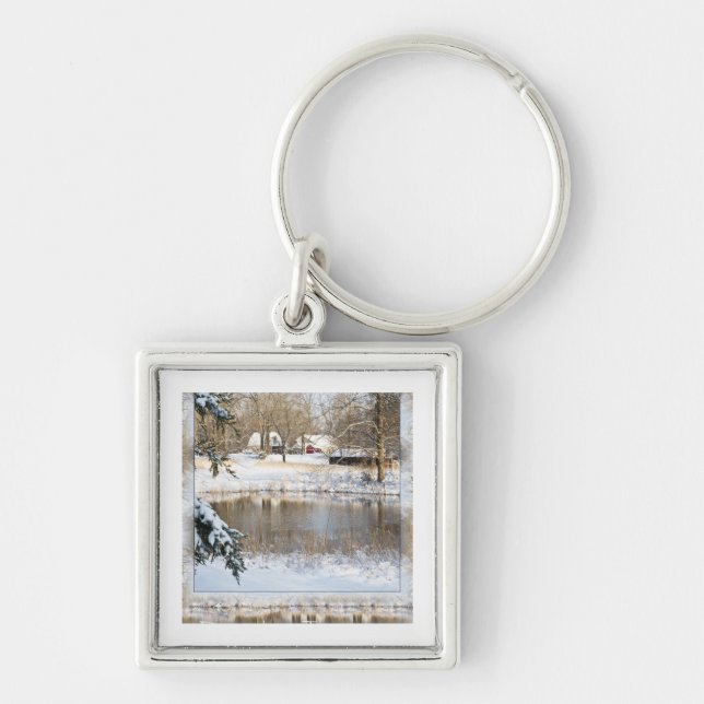 Rural Snow Scene Keychain (Front)