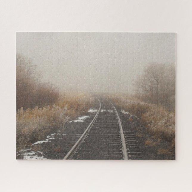 Rural Train Tracks Scenic Winter Photo Jigsaw Puzzle (Horizontal)