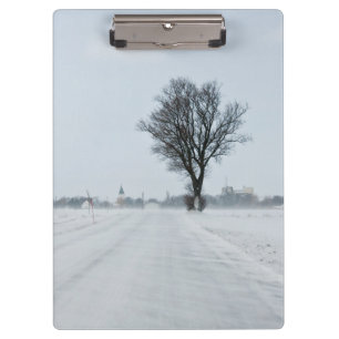 Rural winter road clipboard