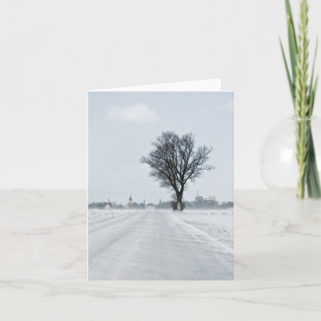 Rural winter road holiday card (Front)