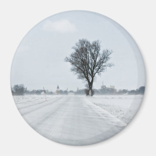 Rural winter road magnet