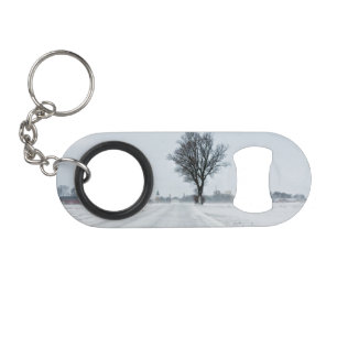Rural winter road mini bottle opener
