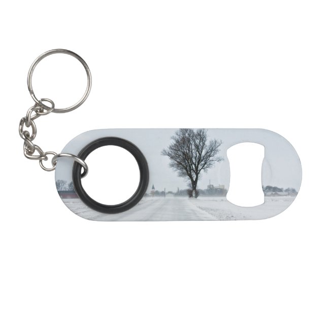Rural winter road mini bottle opener (Front (Horizontal))