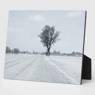 Rural winter road plaque