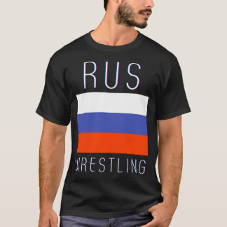 RUS Flag Pride Russia Wrestling USSR Wrestler Athl T-Shirt