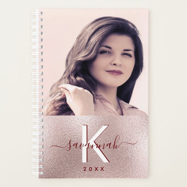 Ruse gold blush photo monogram planner (Front)