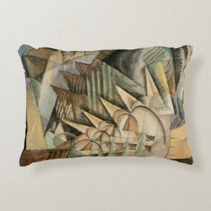 Rush Hour, New York by Max Weber, Vintage Cubism Accent Pillow