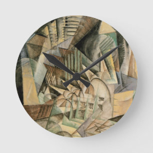 Rush Hour, New York by Max Weber, Vintage Cubism Round Clock