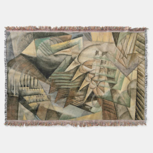 Rush Hour, New York by Max Weber, Vintage Cubism Throw Blanket