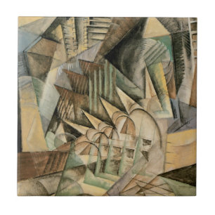 Rush Hour, New York by Max Weber, Vintage Cubism Tile