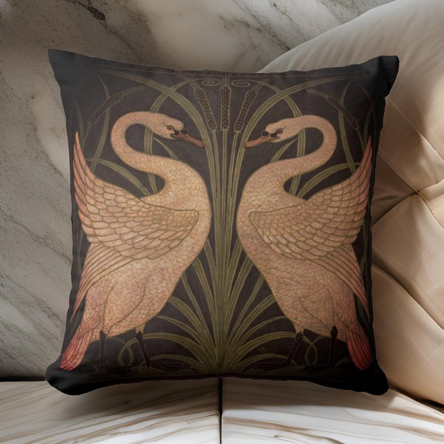  Rush Iris Crane Deep Brown Gold Throw Pillow (Creator Uploaded)
