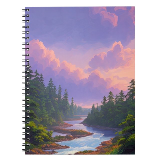 Rushing River and Pine Forest Notebook (Front)