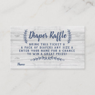 Rusitc Wood Diaper Raffle Ticket, Blue, Grey Enclosure Card