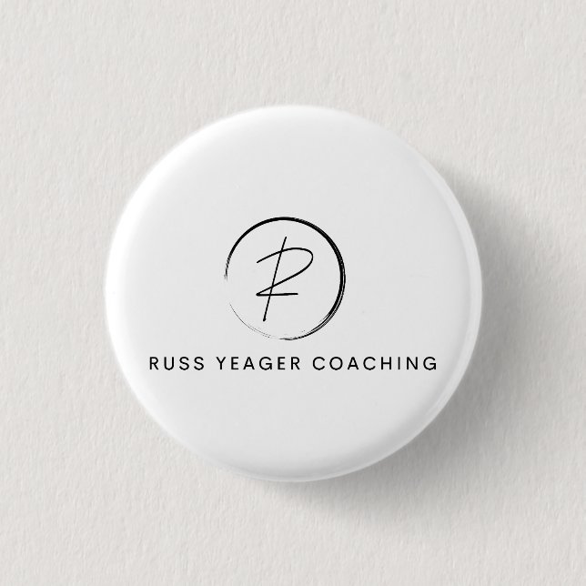 Russ Yeager Coaching Signature Logo 1 Inch Round Button (Front)