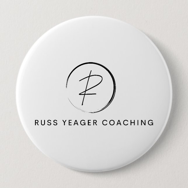 Russ Yeager Coaching Signature Logo 4 Inch Round Button (Front)