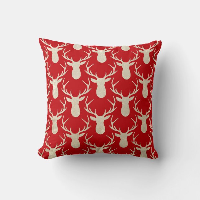 Russe Antler Deer Coussin de bois (Recto)