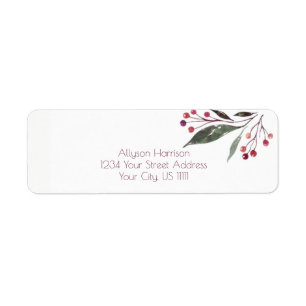 Russe Aquarelle Burgundy Berries Vert Feuilles  