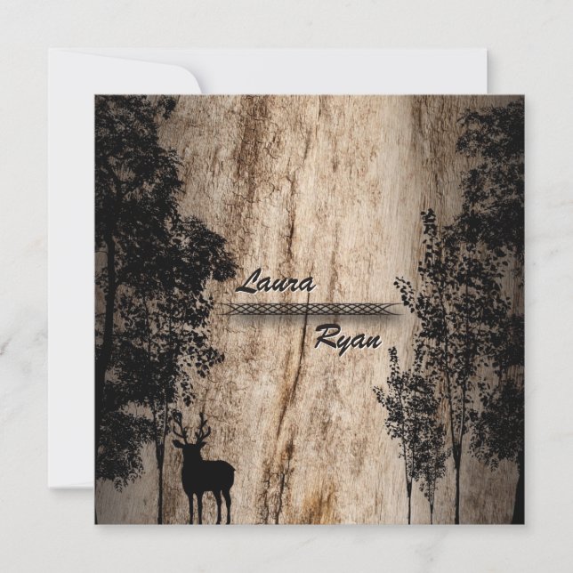 Russe Barne Board Deer & Tree Faire-part de mariag (Devant)