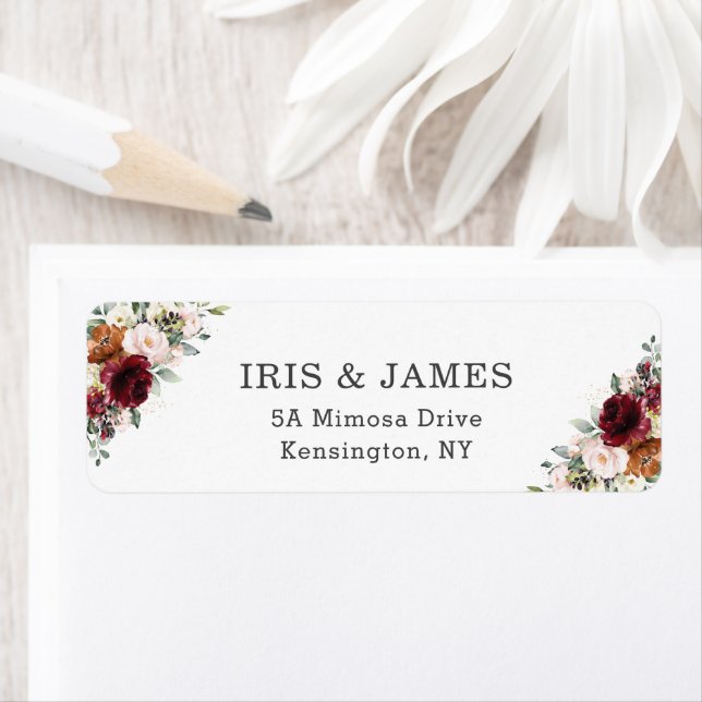 Russe Bourgogne Orange blanc ivoire Mariage floral (En situation)