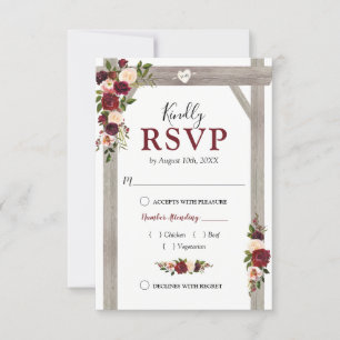 Russe Burgundy Blush Floral Mariage Arch Réponse