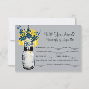 Russe Burlap Mason Jar Fleurs sauvages LIB RSVP