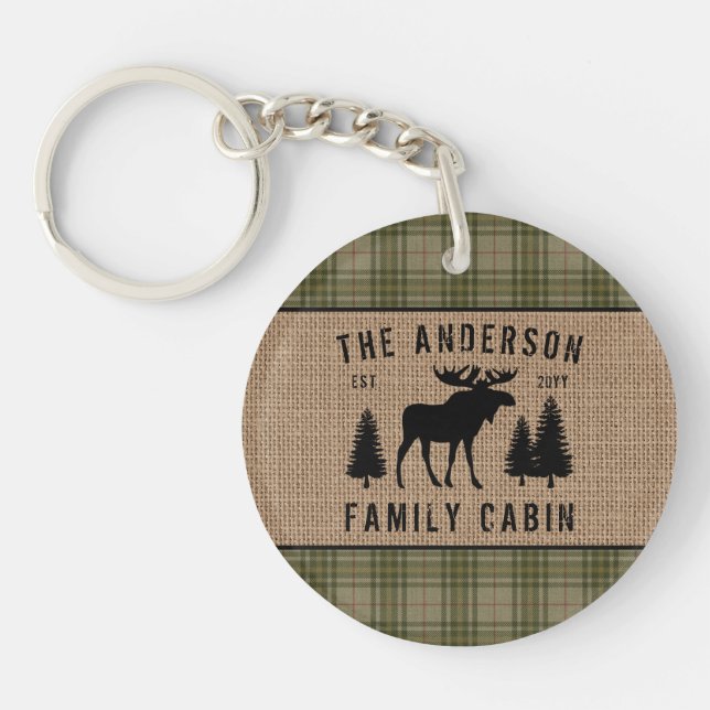 Russe Cabine de famille Moose Pine Green Plaid Bur (Devant)
